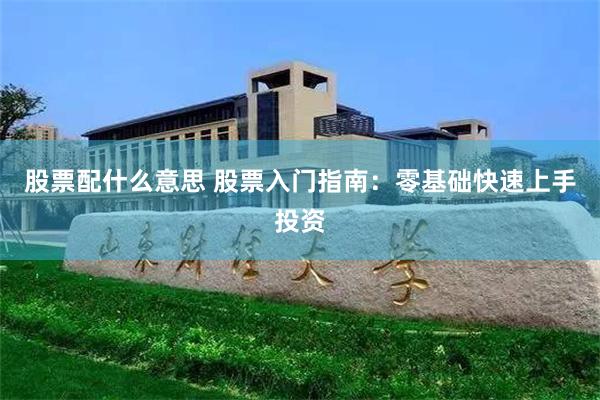 股票配什么意思 股票入门指南：零基础快速上手投资