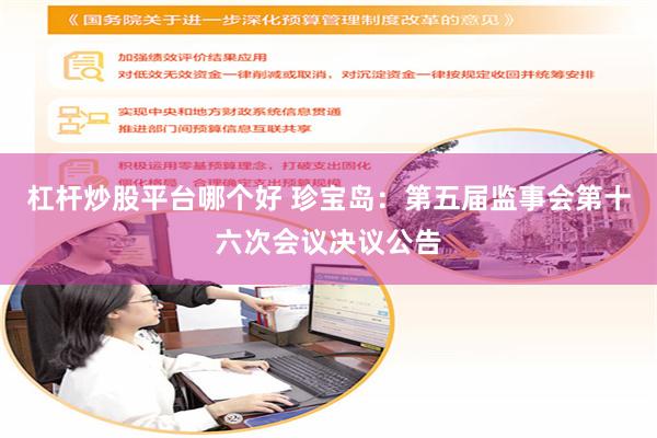 杠杆炒股平台哪个好 珍宝岛：第五届监事会第十六次会议决议公告