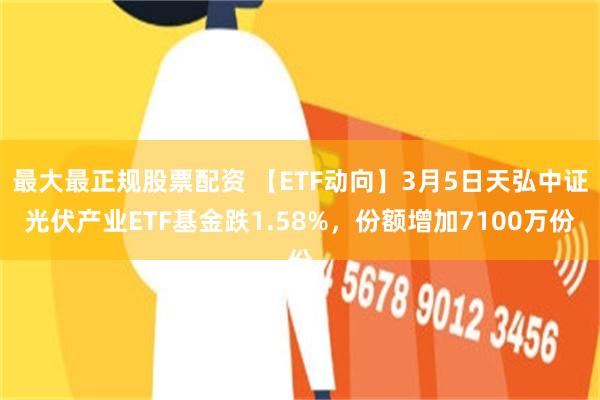 最大最正规股票配资 【ETF动向】3月5日天弘中证光伏产业ETF基金跌1.58%，份额增加7100万份