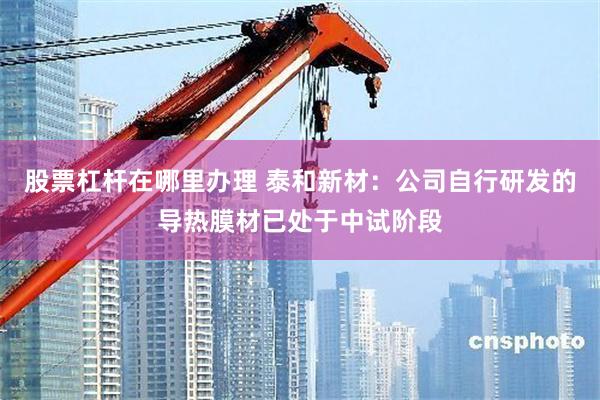 股票杠杆在哪里办理 泰和新材：公司自行研发的导热膜材已处于中试阶段
